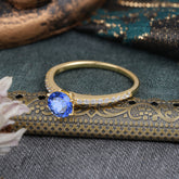 1 Carat Round Cut 6-Prong Sapphire Wedding Ring Pave Milgrain Engagement Ring